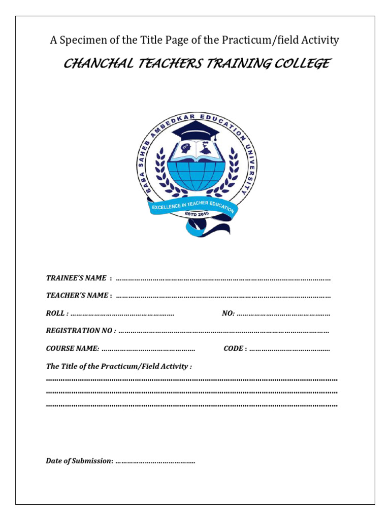 Practicum Title Page Sample Template | PDF