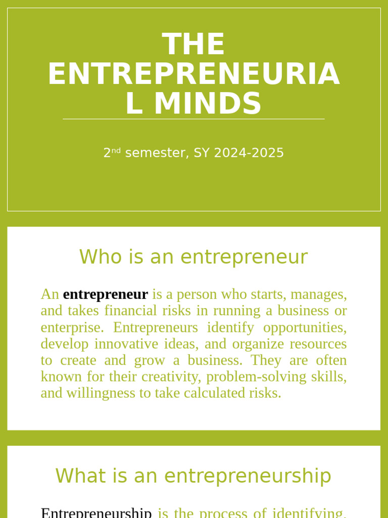 The Entrepreneurial Minds | PDF | Entrepreneurship | Mindset
