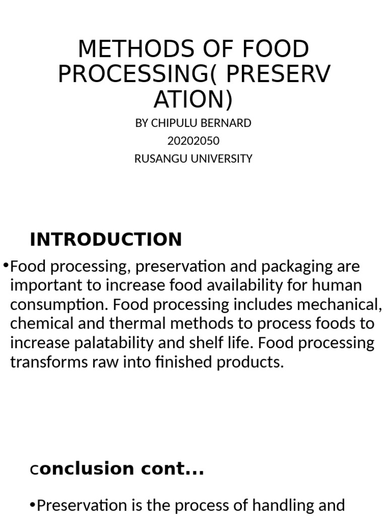 Methods of Food Processing y Bernard | PDF | Food Preservation | Foods