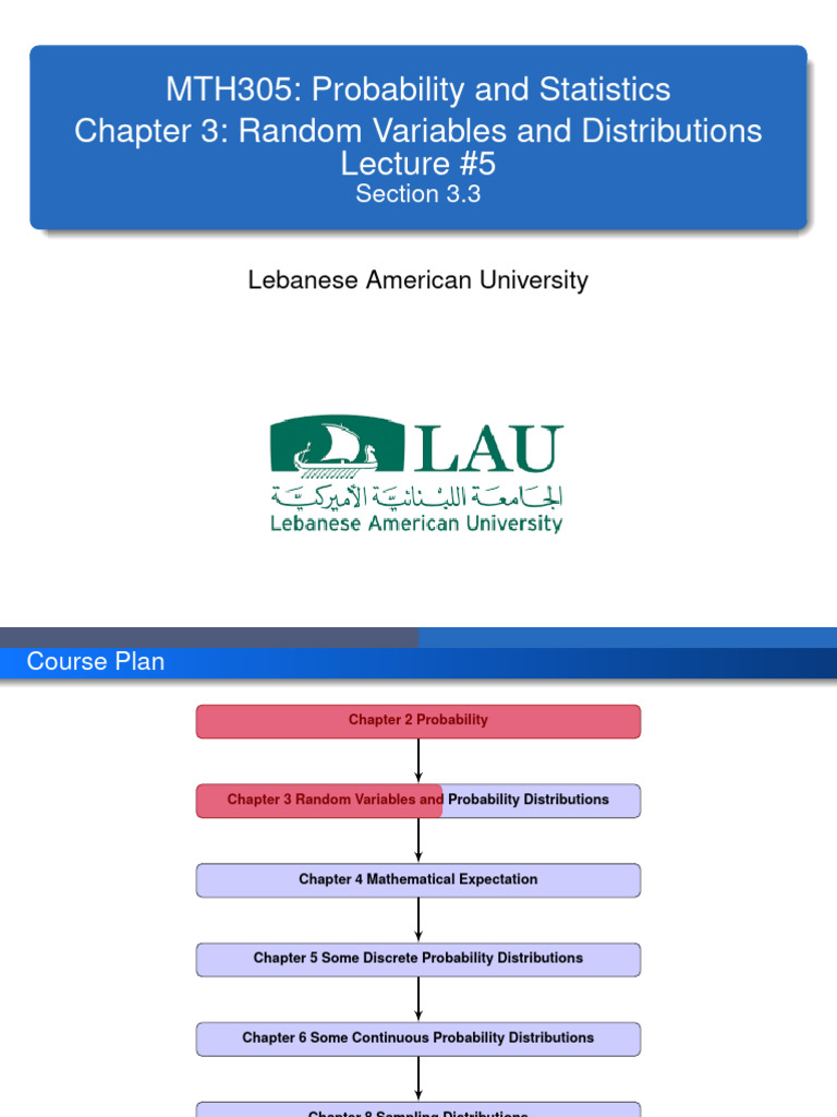 Lec5 MTH305 | PDF | Probability Distribution | Random Variable