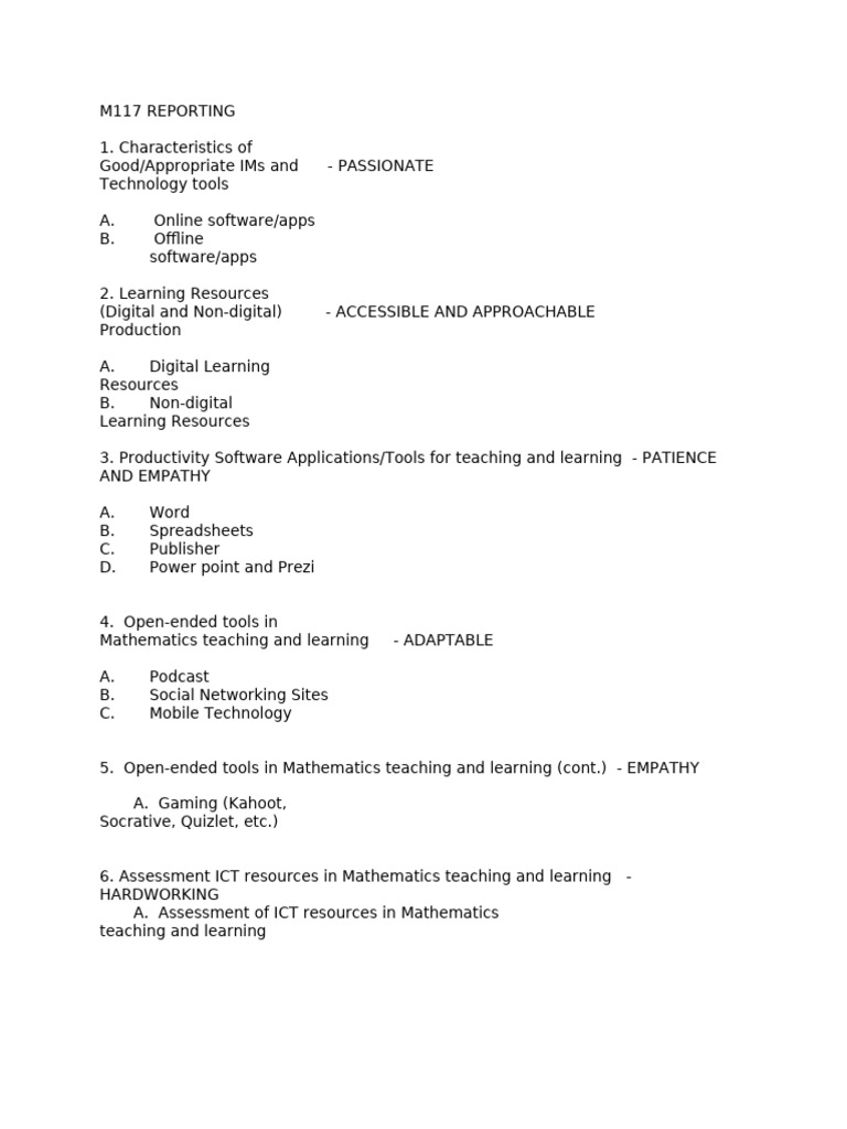 Reprting Math 117 | PDF