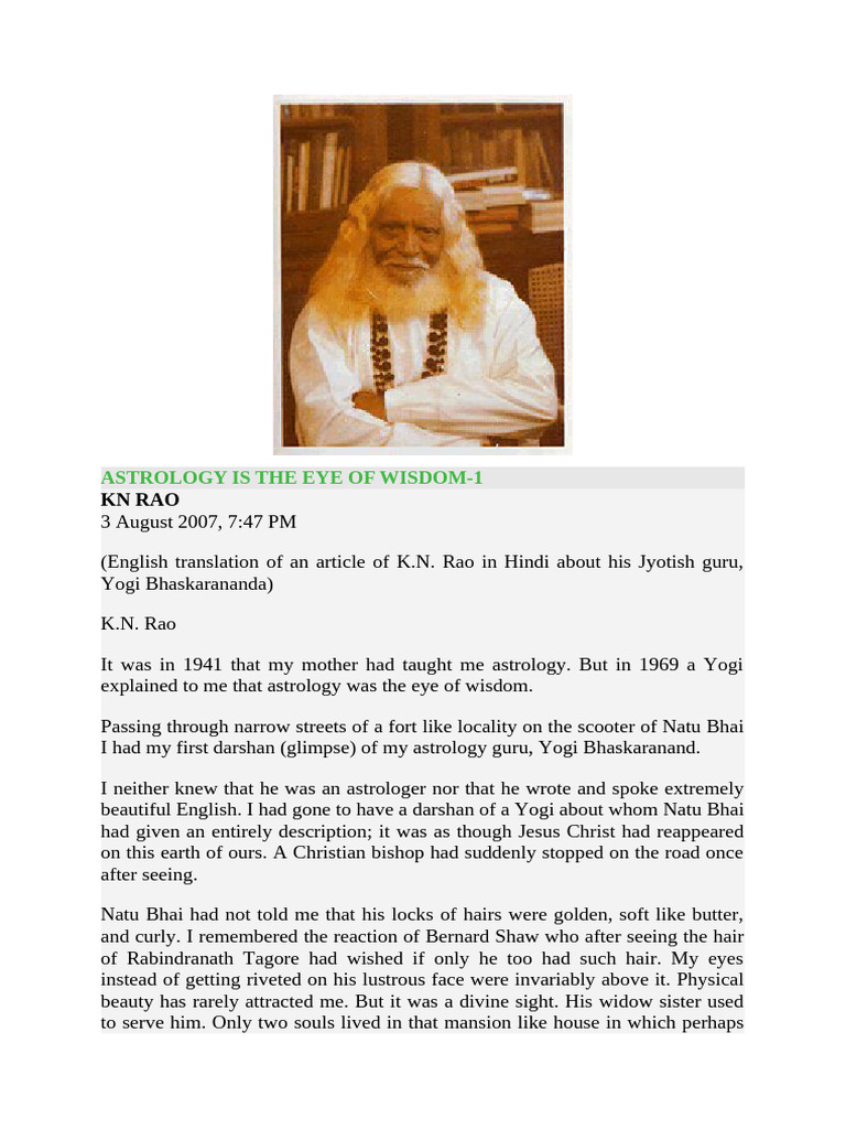 K.N. Rao: Wisdom of Astrology | PDF | Hindu Astrology | Planets In ...