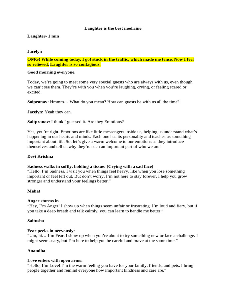 Laughter: The Best Medicine Explained | PDF | Laughter | Subjective ...
