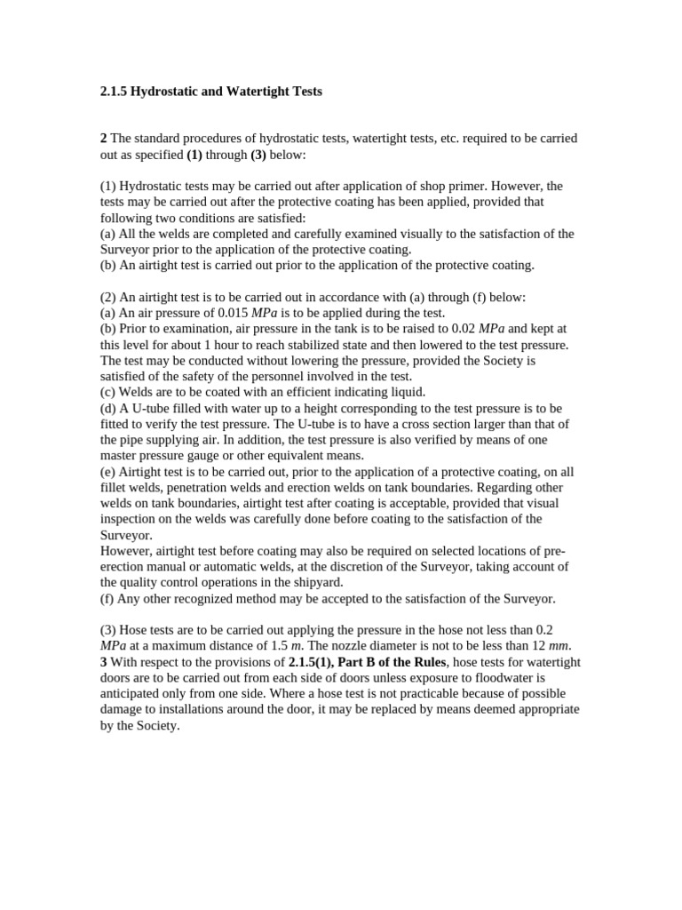 Hydrostatic Testing Procedures and Standards | PDF | Pressure | Welding