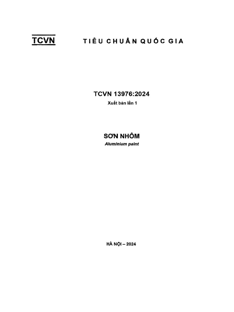Tiêu Chuẩn Việt Nam-TCVN 13976 - 2024 Về Sơn Nhôm | PDF