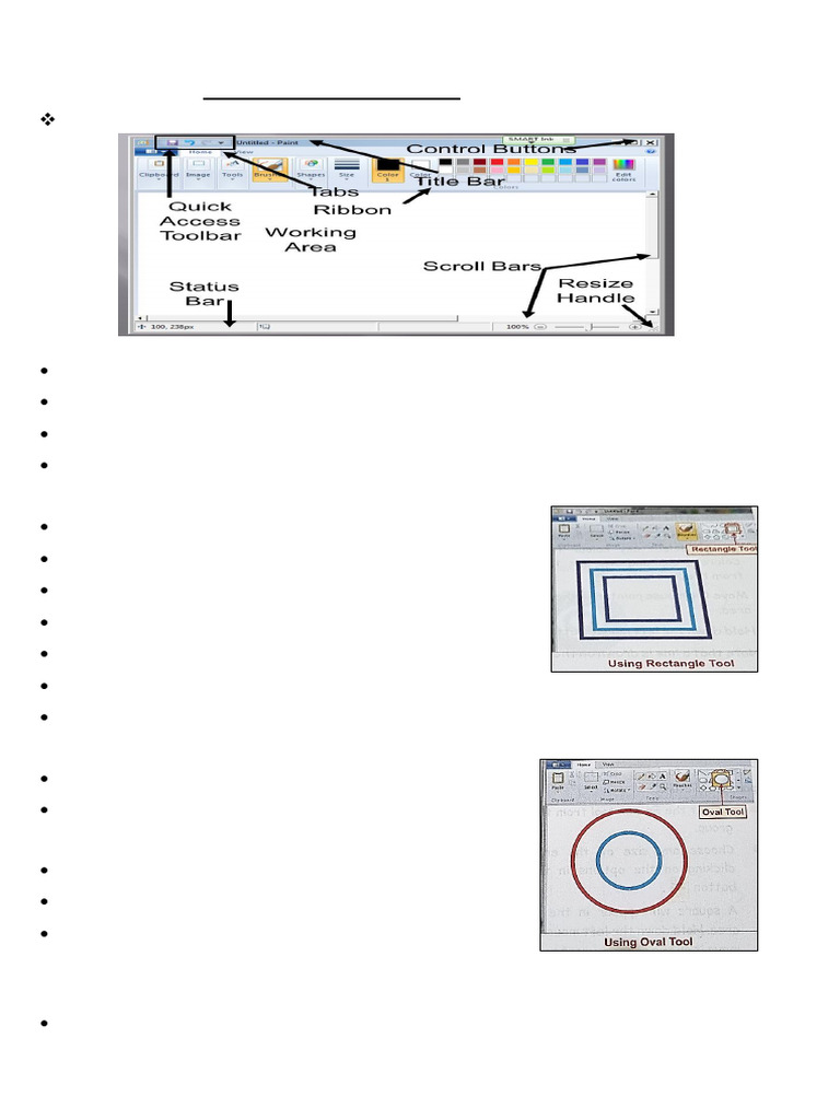 MS Paint Basics for Class 1 Students | PDF | Button (Computing) | Drawing