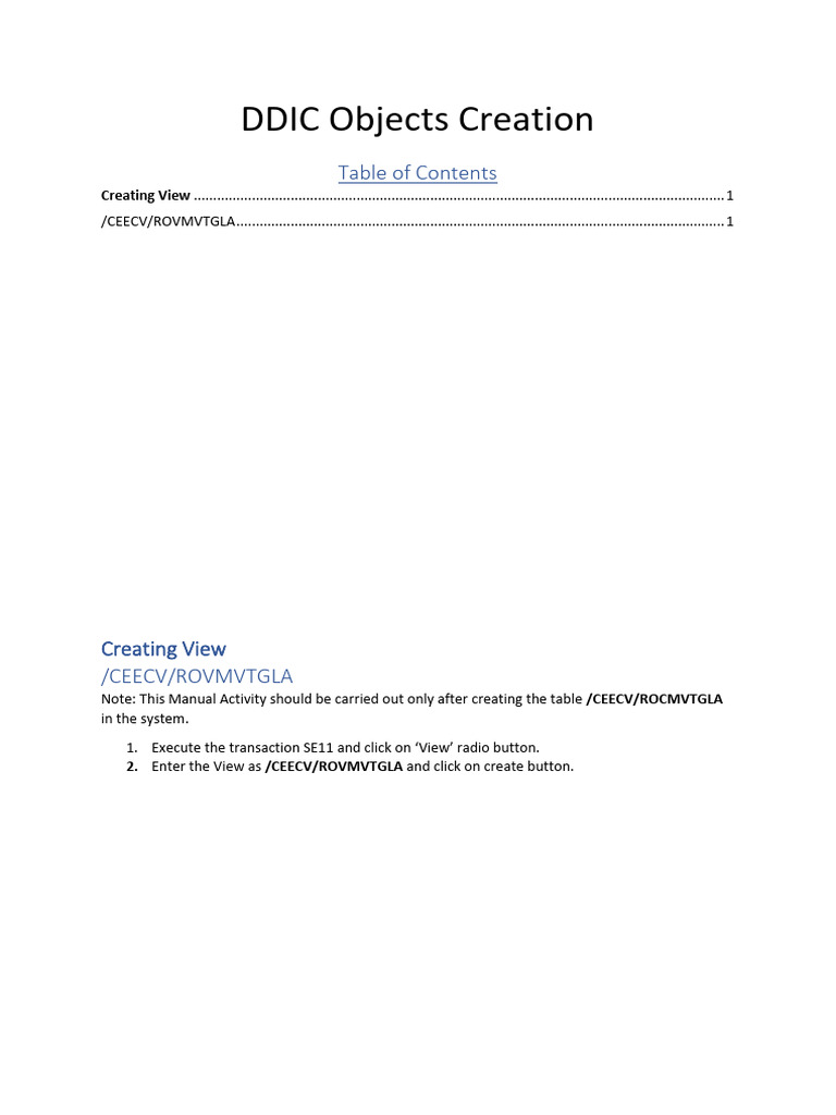 Creating View /CEECV/ROVMVTGLA | PDF