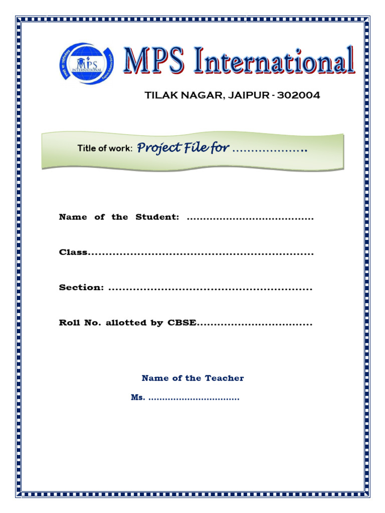 Class 12 Project File Template | PDF