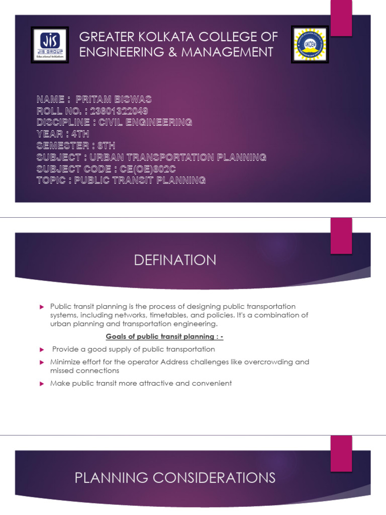 Urban Transportation Planning Pdf Public Transport Transport