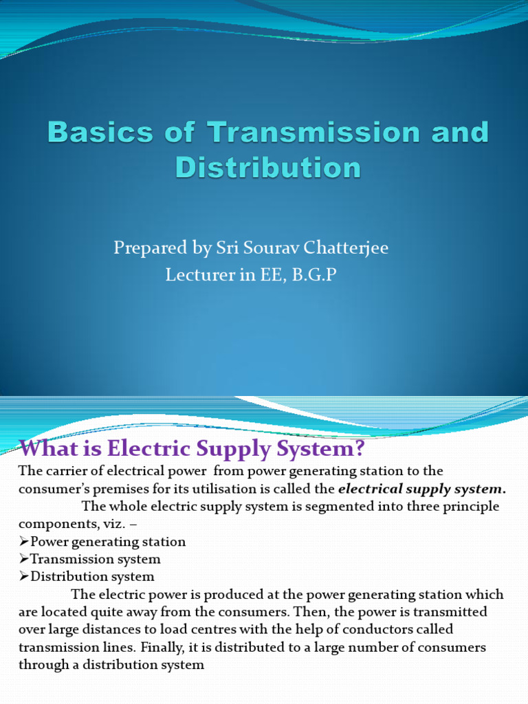 Overview of Electric Supply Systems | PDF | Electric Power Distribution ...