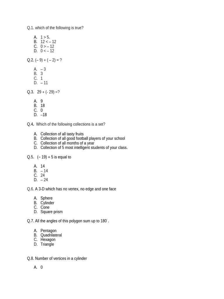 Math Quiz: Sets and Basic Operations | PDF