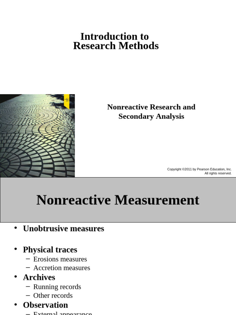 Chapter 11 - Nonreactive Research - 7e | PDF | Statistics | Evaluation ...