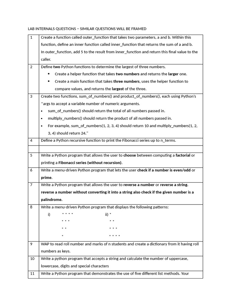 Python Programming Lab Exercises | PDF | Parameter (Computer ...