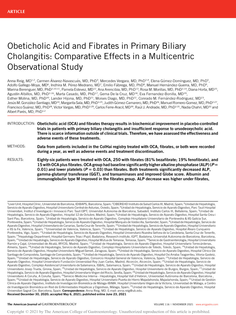 Obeticholic Acid and Fibrates in Primary Biliary.20 | PDF | Alanine ...