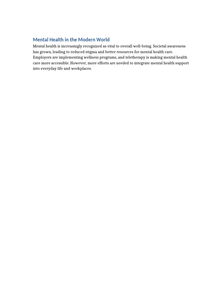 Modern Mental Health Awareness and Care | PDF