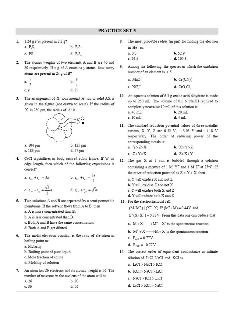 Chemistry Practice Set Questions | PDF | Hydroxide | Acid