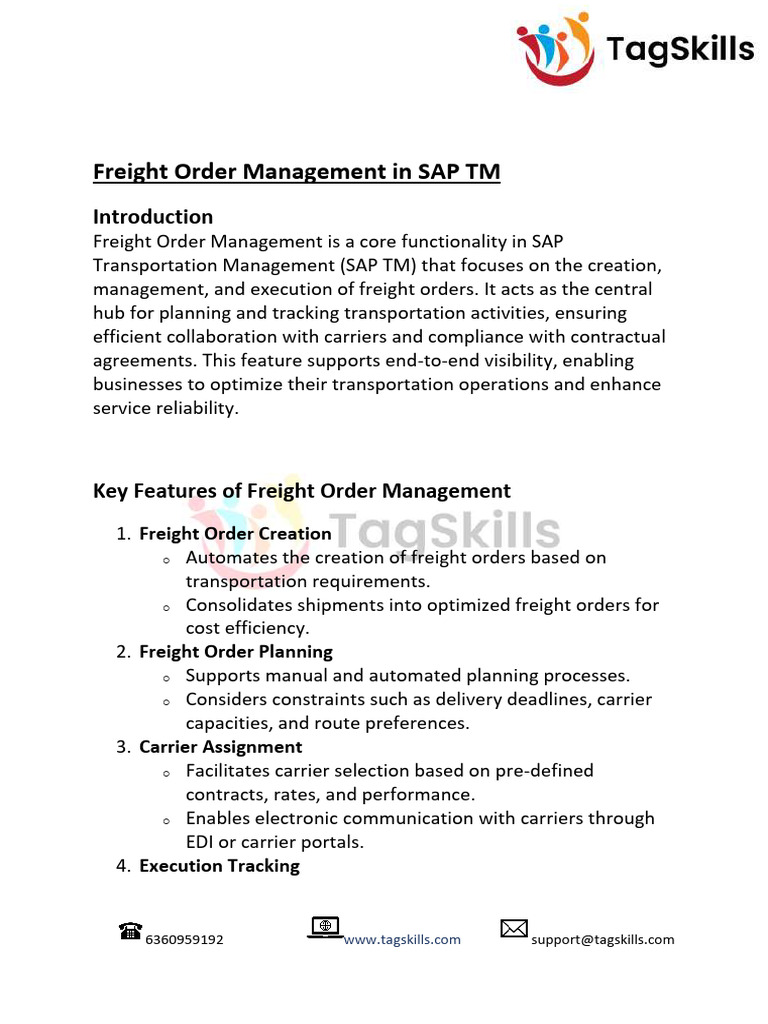 Freight Order Management in SAP TM 1738517146 | PDF | Cargo | Logistics