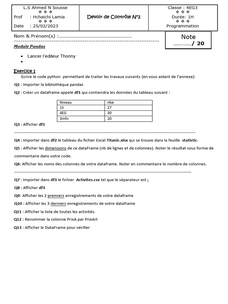 Introduction à Pandas en Python | PDF | Logiciel de feuille de calcul