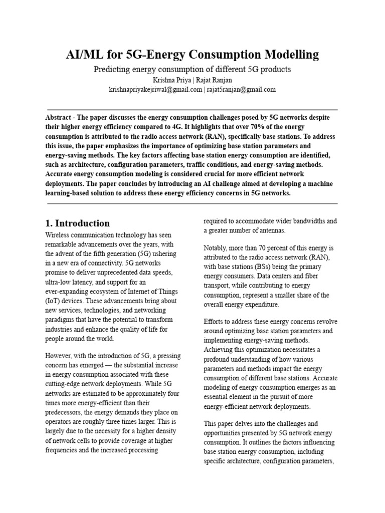 Report - 5G-Energy Consumption Modelling by ITU | PDF | Energy ...