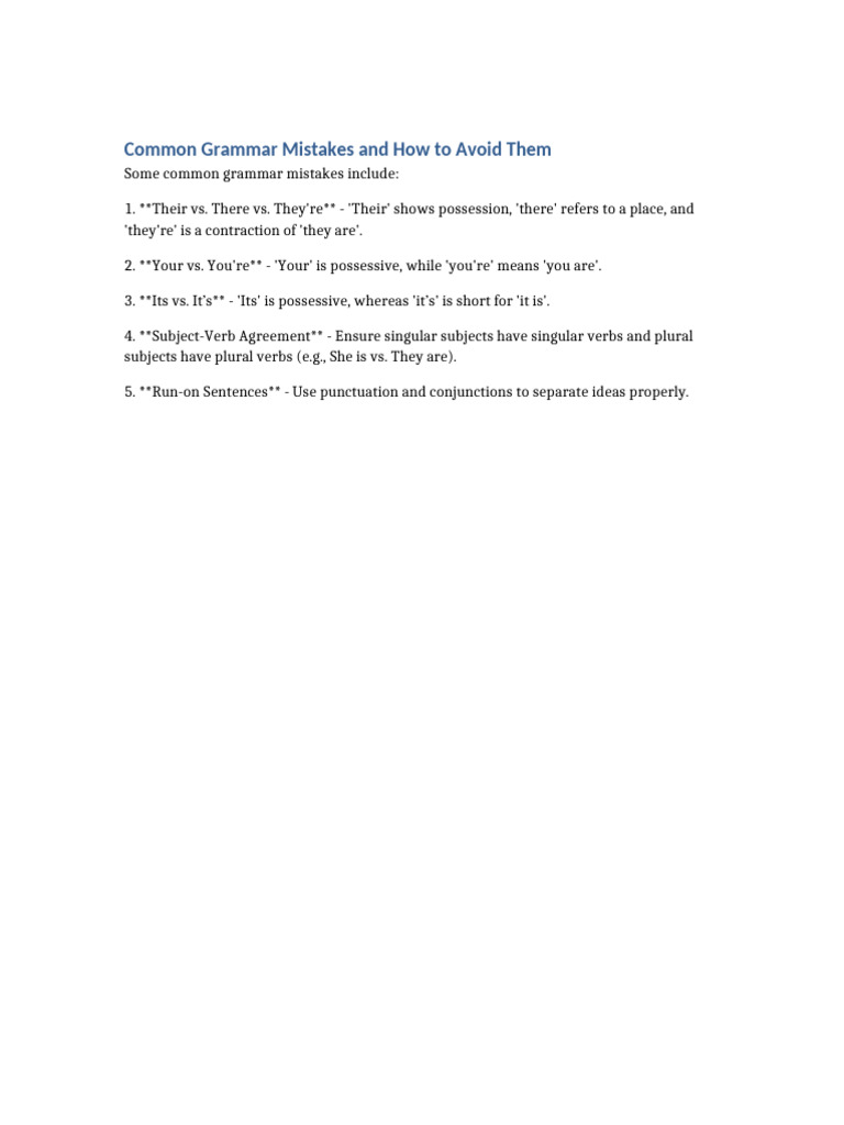 Avoid Common Grammar Mistakes | PDF