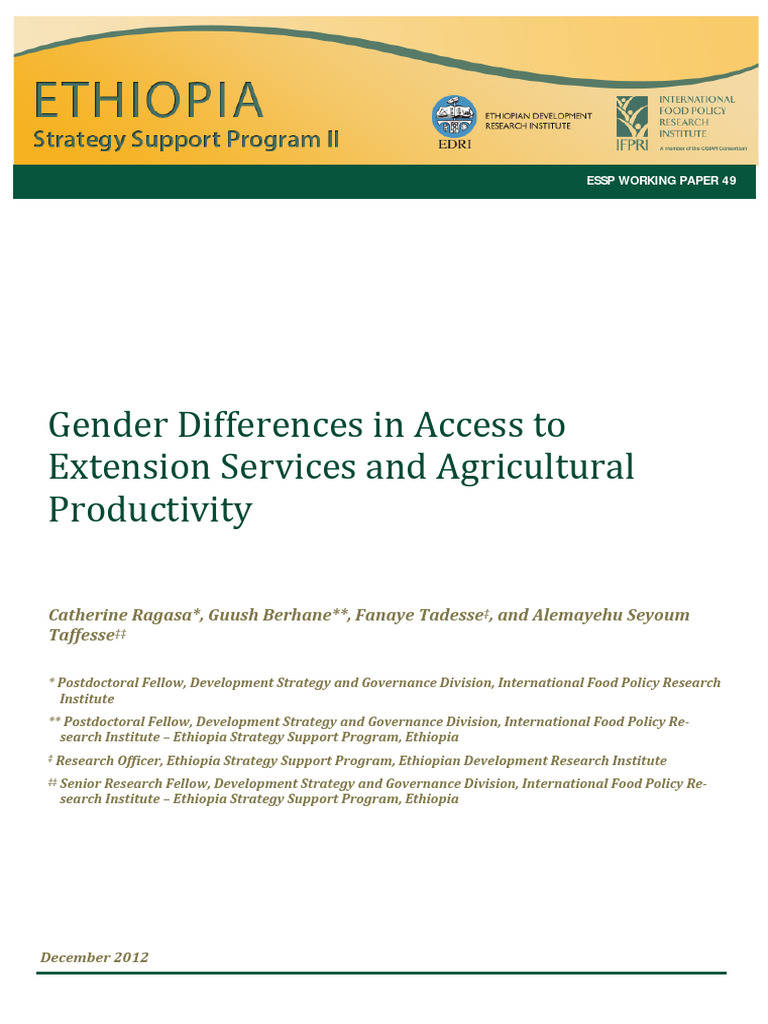 Gender Differences in Access To Extensio-1 | PDF | Ordinary Least ...