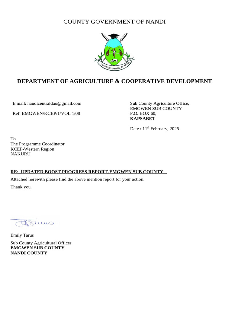 Template For Boost Updated Emgwen Sub County Progress Report | PDF ...