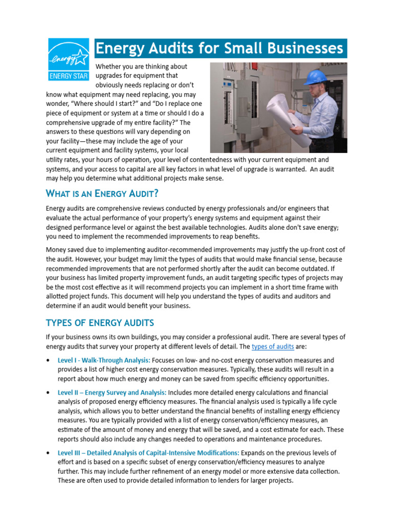 Energy Audits for Small Businesses Guide | PDF | Audit | Efficient ...