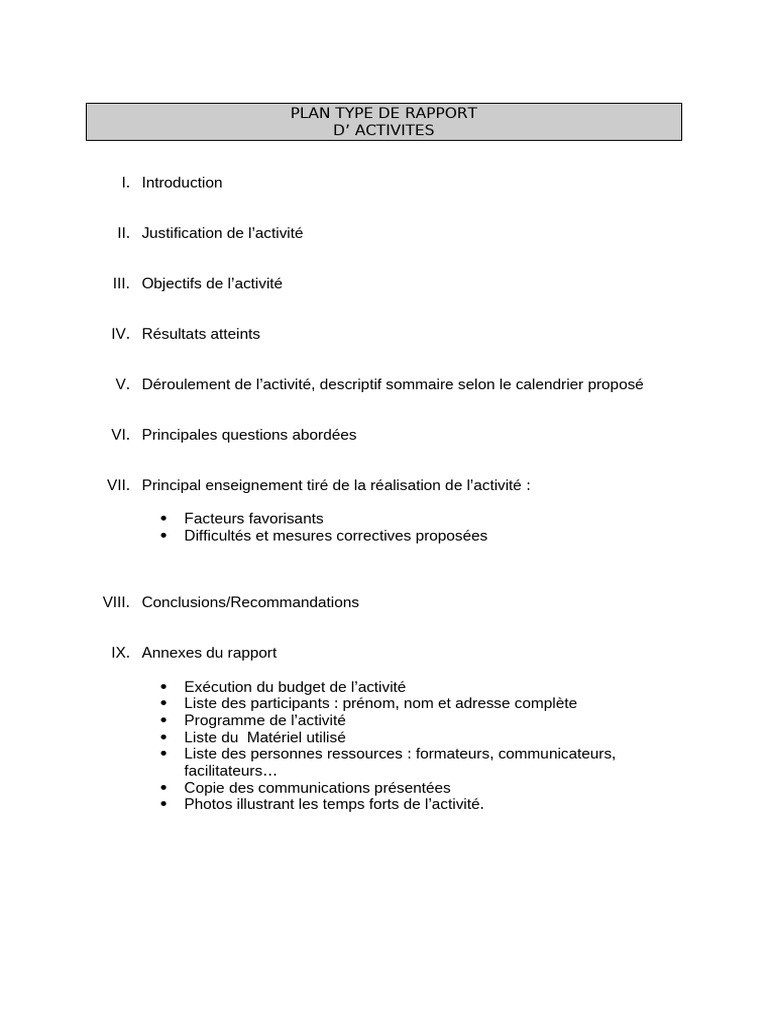 Modèle de Rapport d'Activités | PDF | Traductions | Business