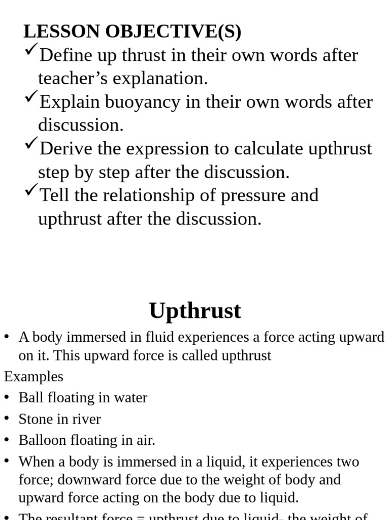 Understanding Upthrust and Buoyancy | PDF