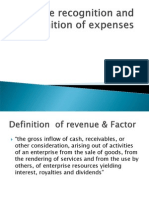 Revenue Recognition and Recognition of Expenses