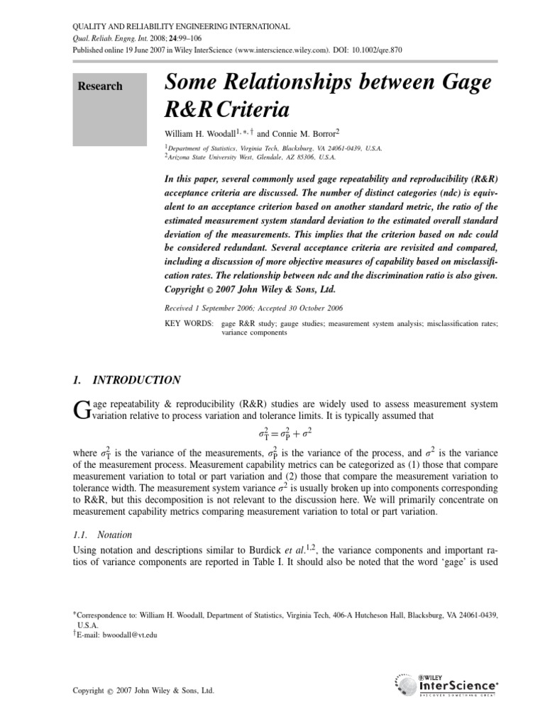 Quality Reliability Eng - 2007 - Woodall - Some Relationships Between ...