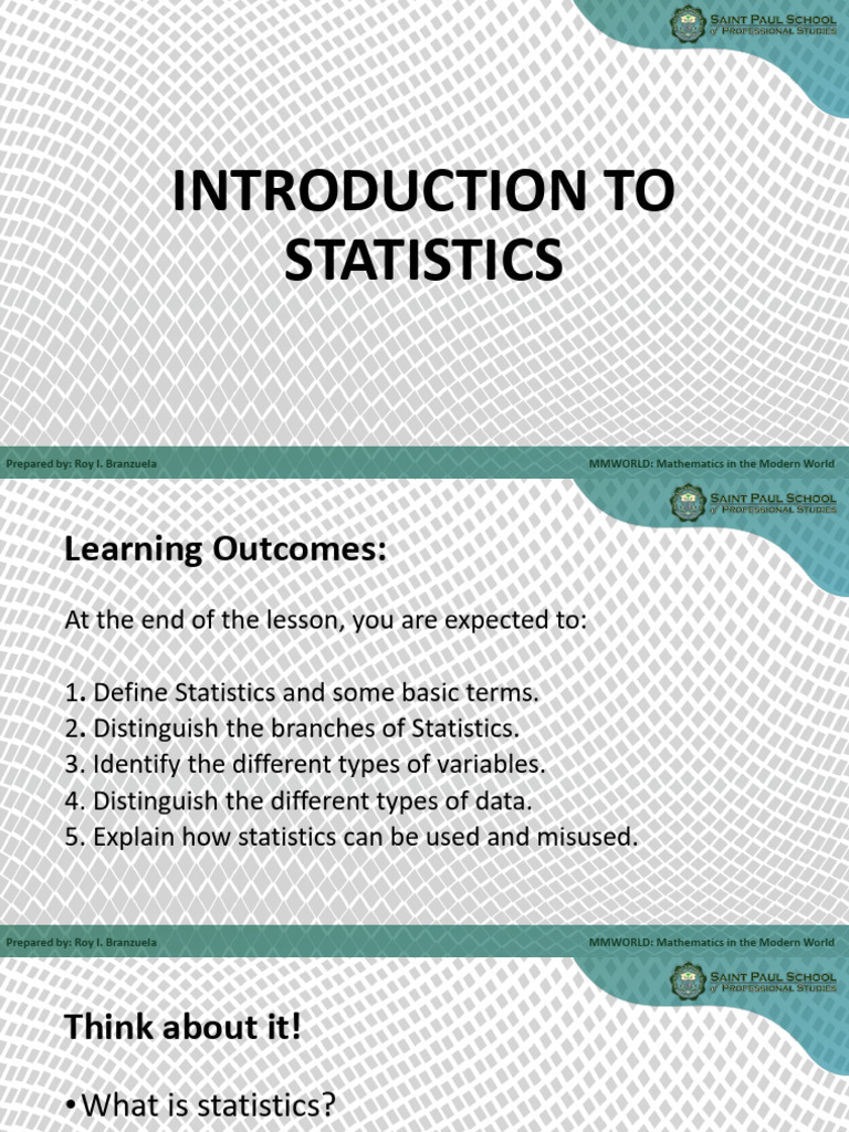 Introduction to Statistics Overview | PDF | Statistics | Statistical ...