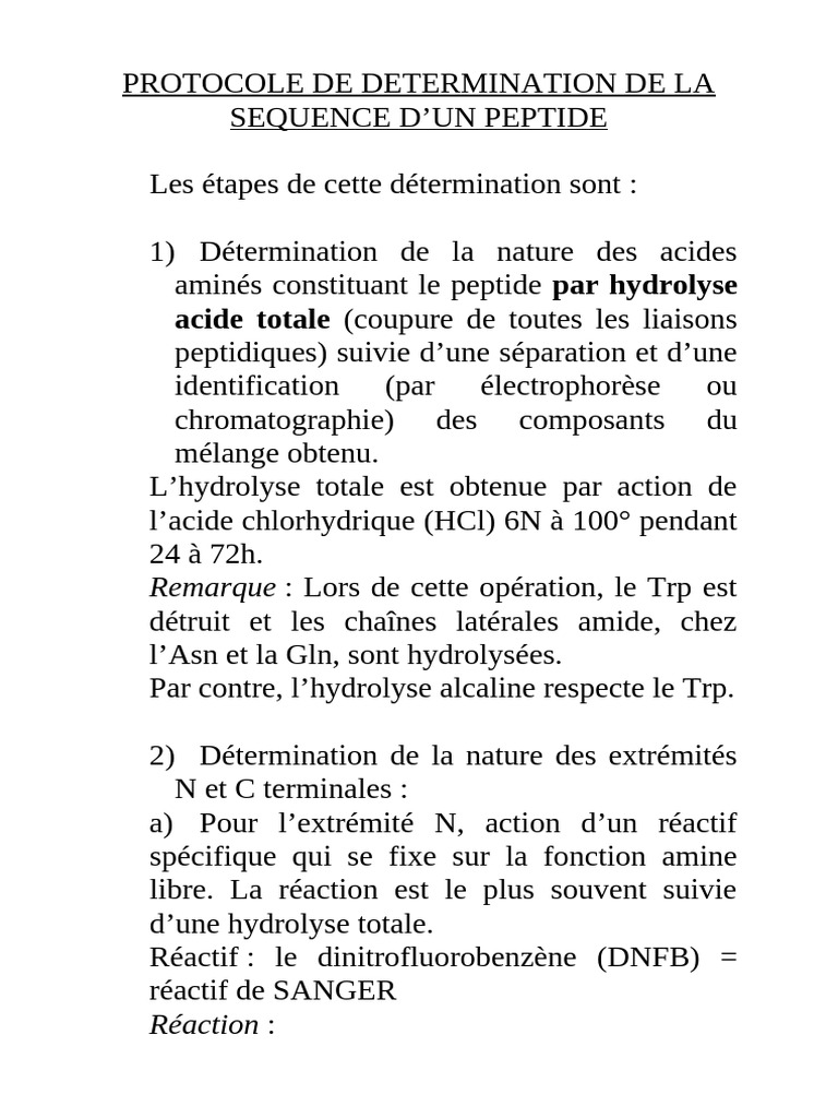 Protocole de séquençage des peptides | PDF | Protéines | Hélice alpha