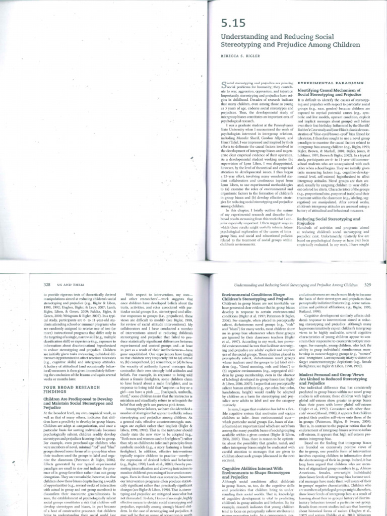 Understanding and Reducing Social Stereotyping and Prejudice Among ...