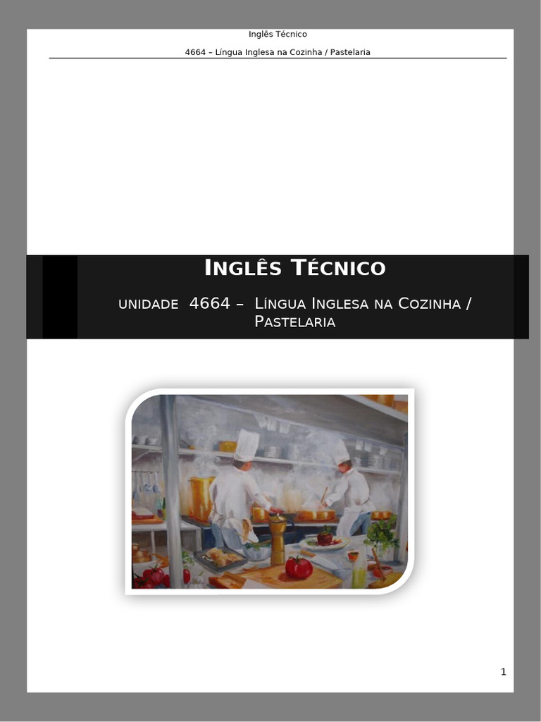 Inglês na Cozinha e Pastelaria | PDF