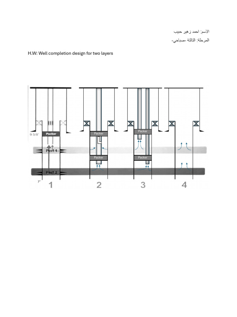 H.W: Well Completion Design For Two Layers: Packer Packer | PDF
