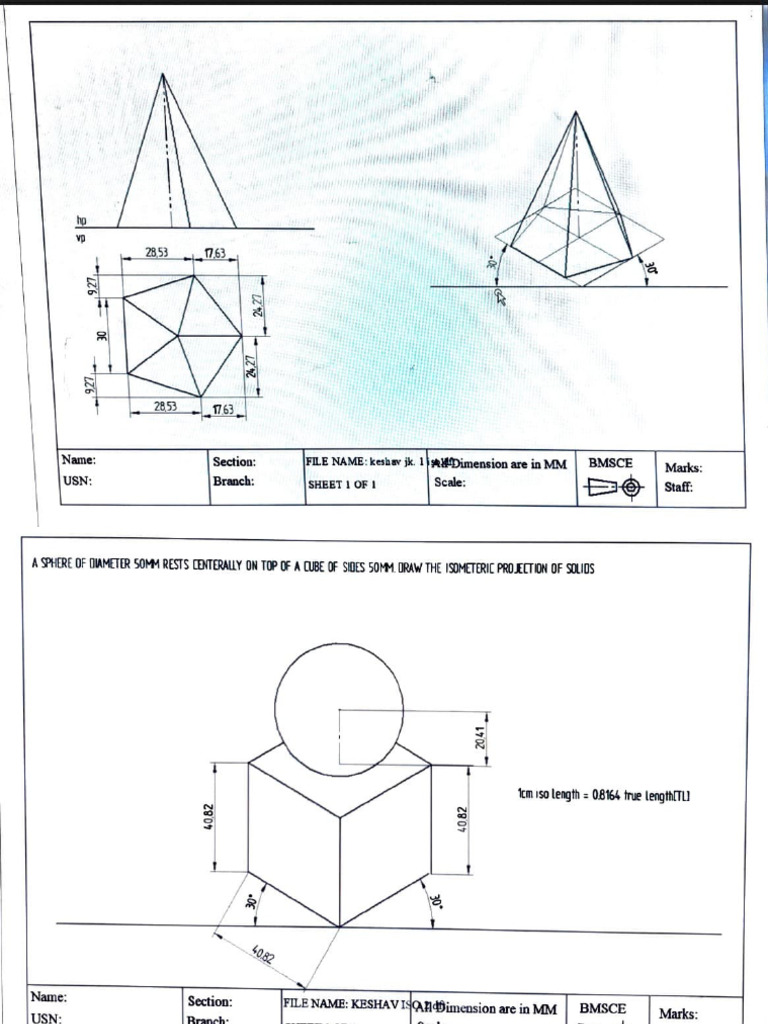 Isometric Projections of Solids | PDF