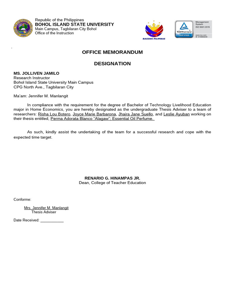 Thesis Adviser Designation Notice | PDF