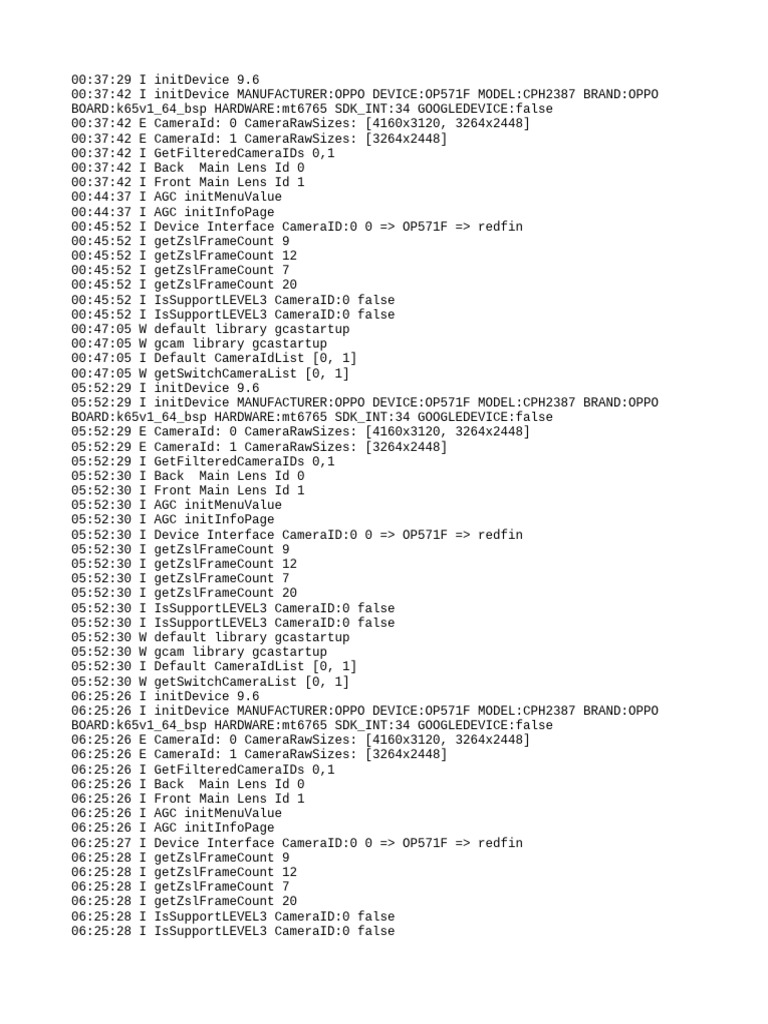 OPPO CPH2387 Camera Initialization Logs | PDF | Tablet Computer ...