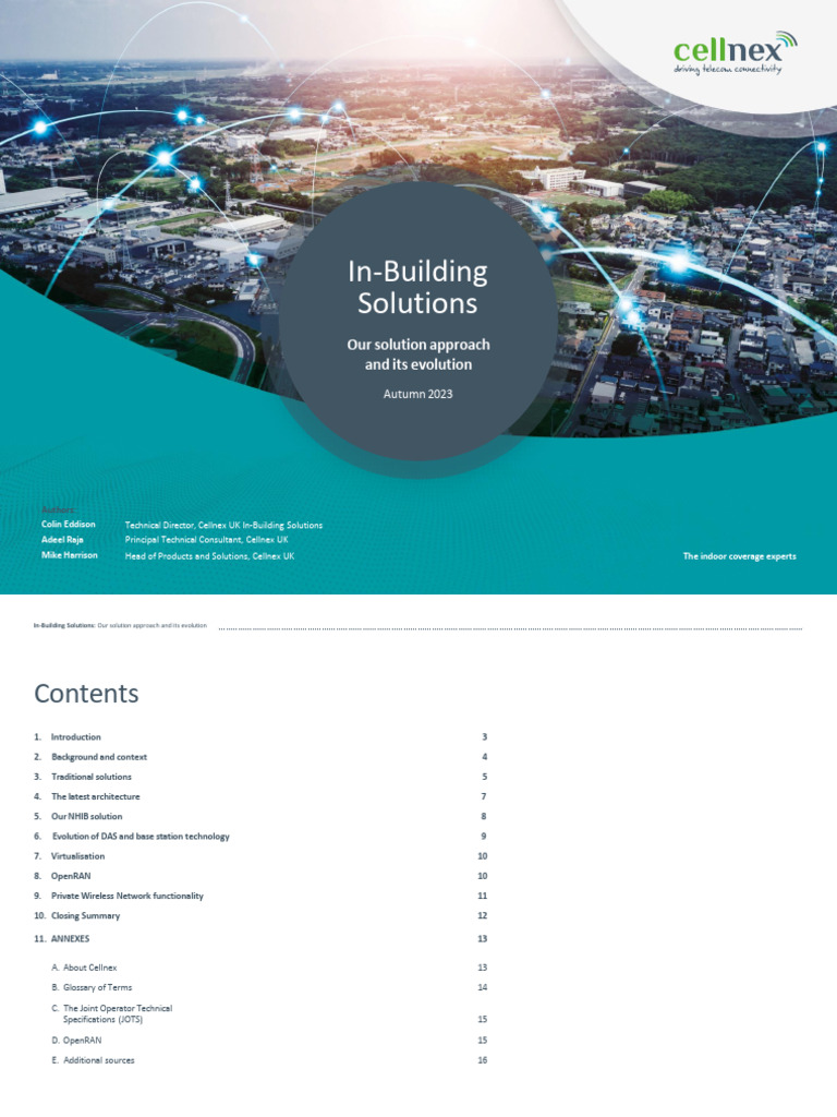 In Building Solutions CellNex | PDF | Computer Network | 4 G