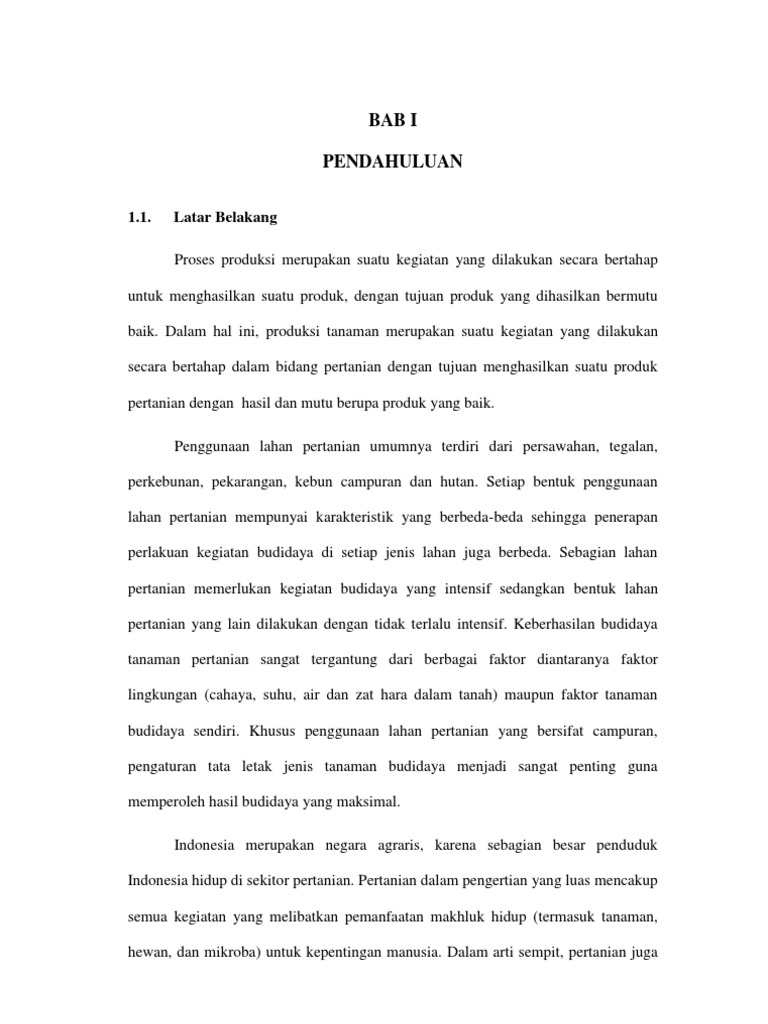 Latar Belakang Proses Produksi Tanaman
