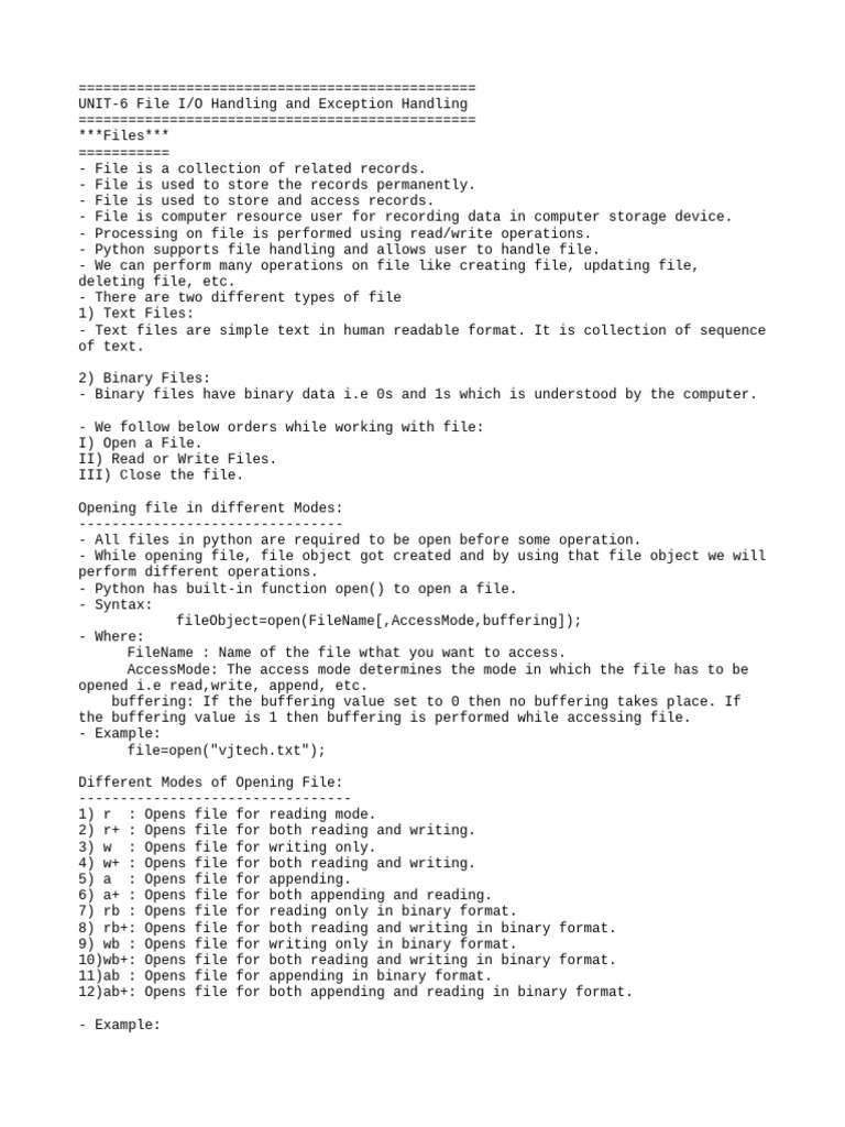 File I/O and Exception Handling in Python | PDF | Computer File | Text File