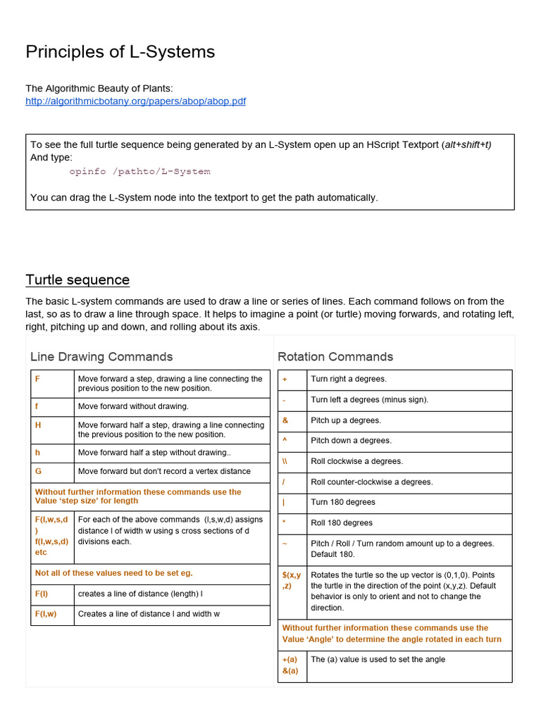 L-System Drawing Commands Explained | PDF | Parameter (Computer ...