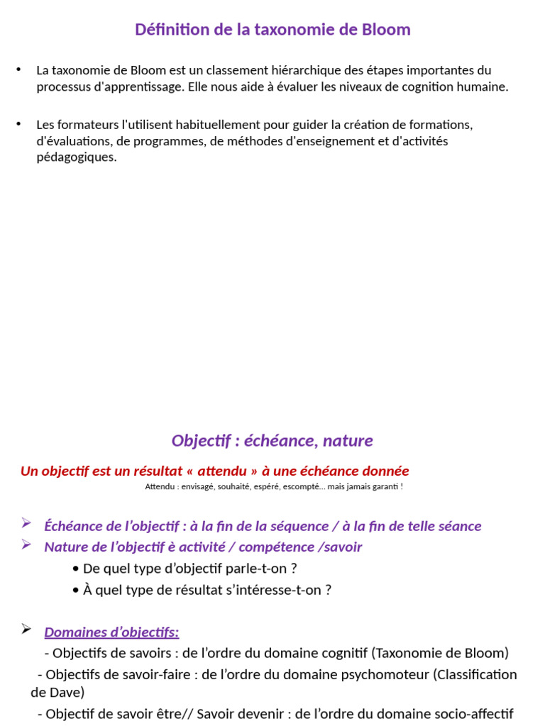 Jf la taxonomie de Bloom | PDF | Pédagogie | Mémoire
