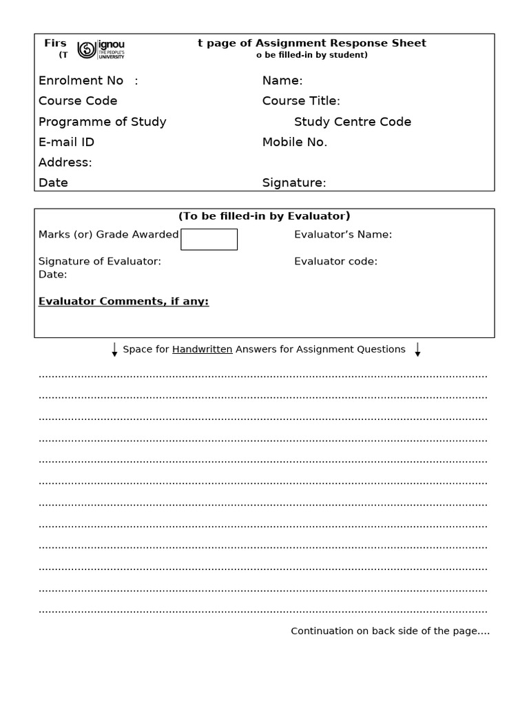 First Page of Assignment Format | PDF