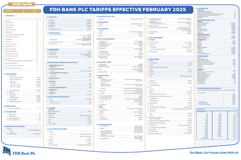 FDH Bank 2025 Tariffs Overview | PDF | Automated Teller Machine ...