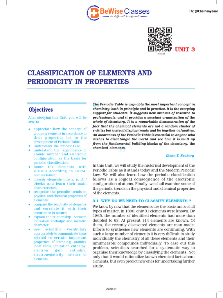Periodic Table: Classification & Trends | PDF | Periodic Table ...
