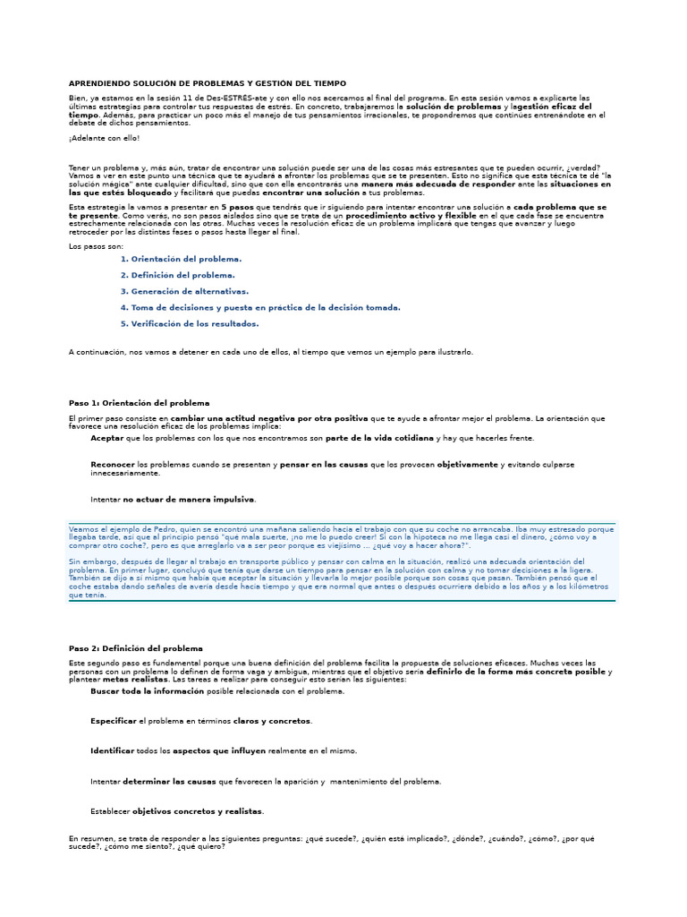 Solución de Problemas y Gestión del Tiempo | PDF | Toma de decisiones ...