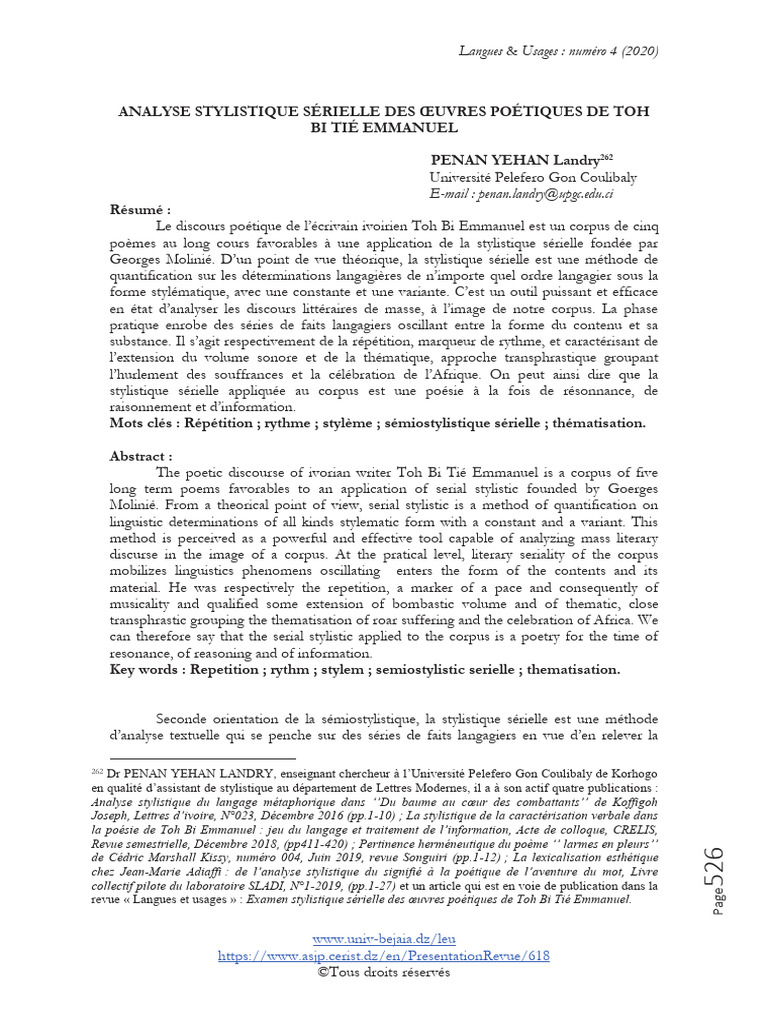Analyse Stylistique | PDF | Poésie | Afrique