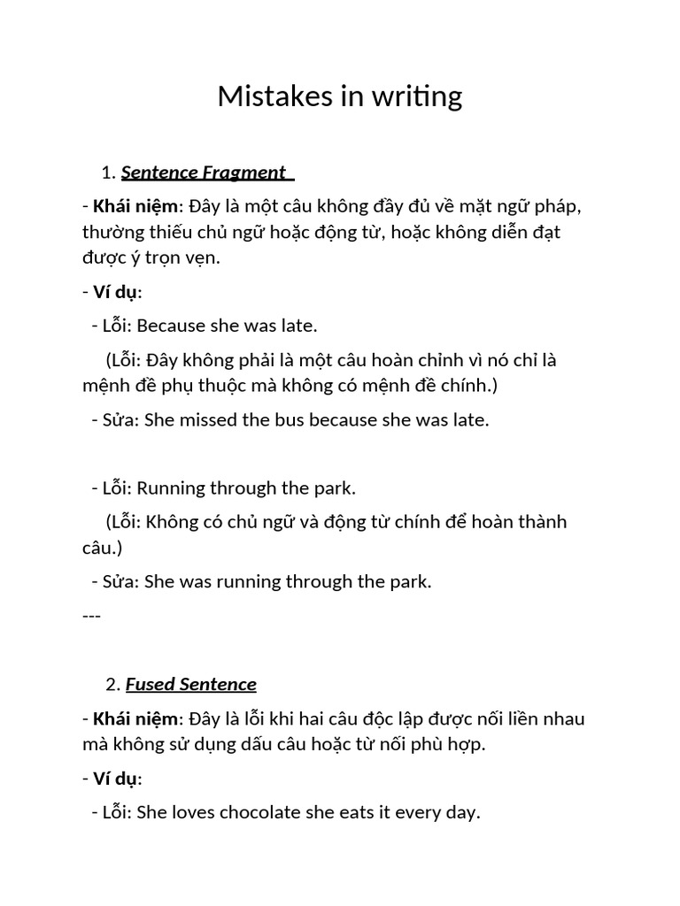 Mistakes in Writing | PDF